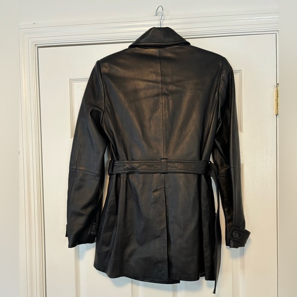 Brooks Brother Leather Belted Trench Coat - Picture 4 of 7